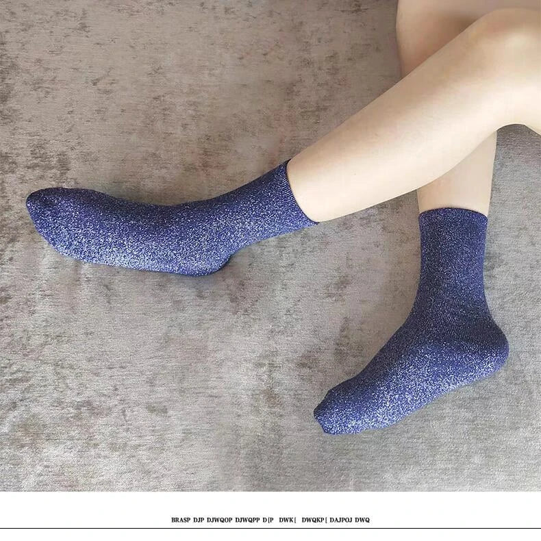 Meia feminina brilhante estilo coreano