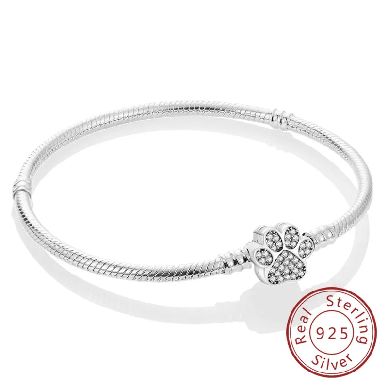 Pulseira de berloques em prata 925 com corações