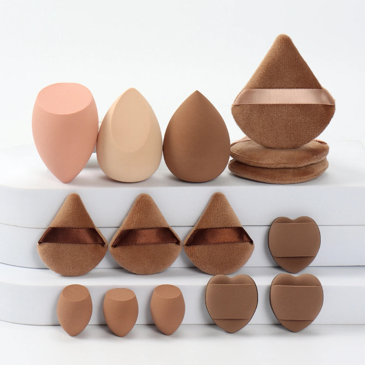 Kit de puffs e esponjas de maquiagem (15 peças)