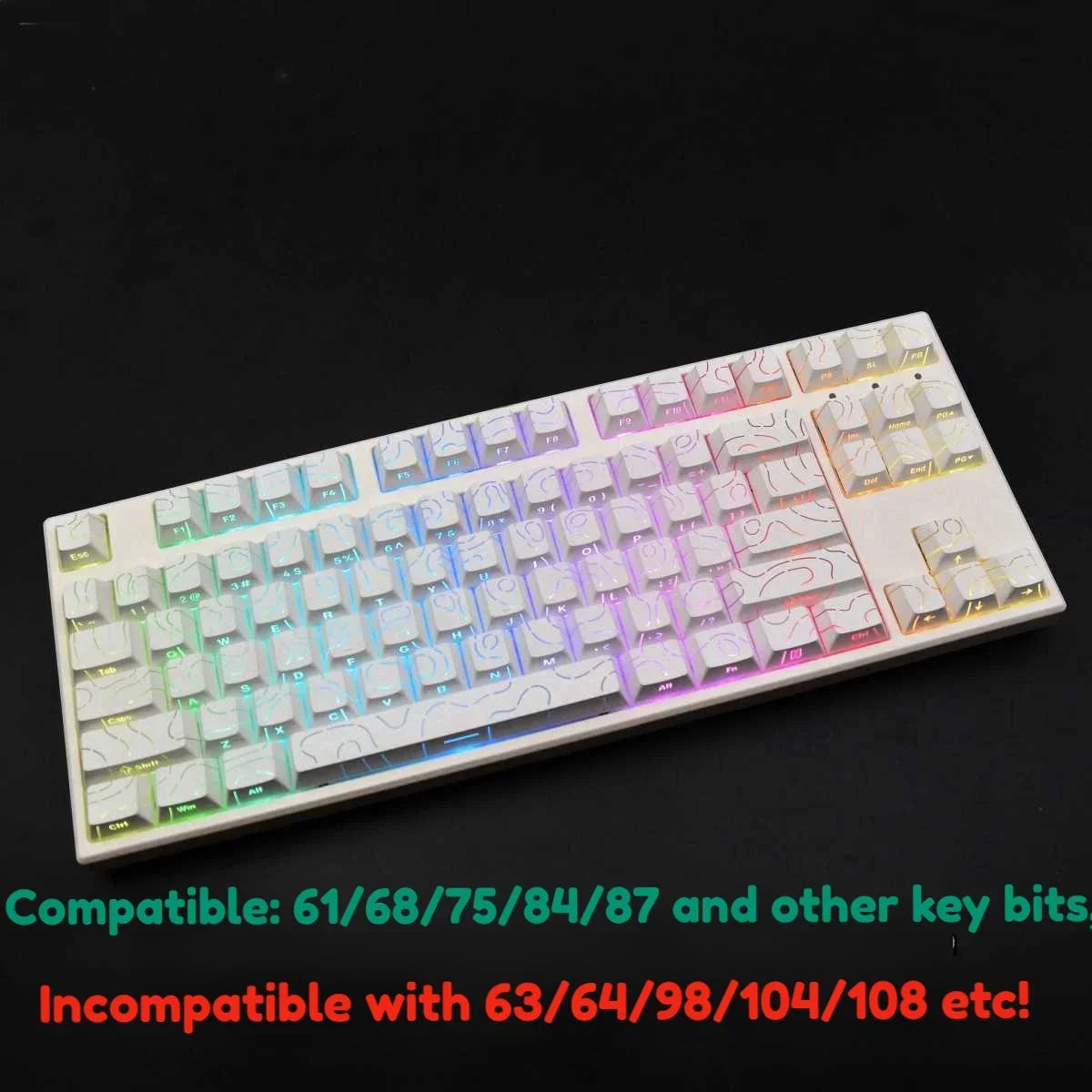 Kit de keycaps PBT com brilho lateral