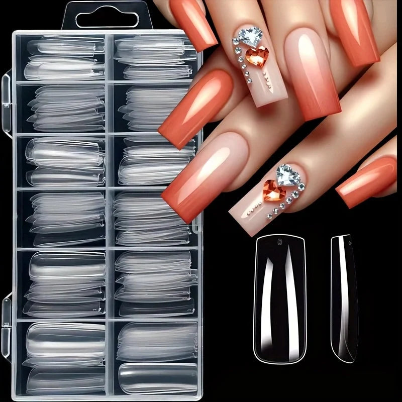Kit 120 unhas postiças transparentes (12 tamanhos)