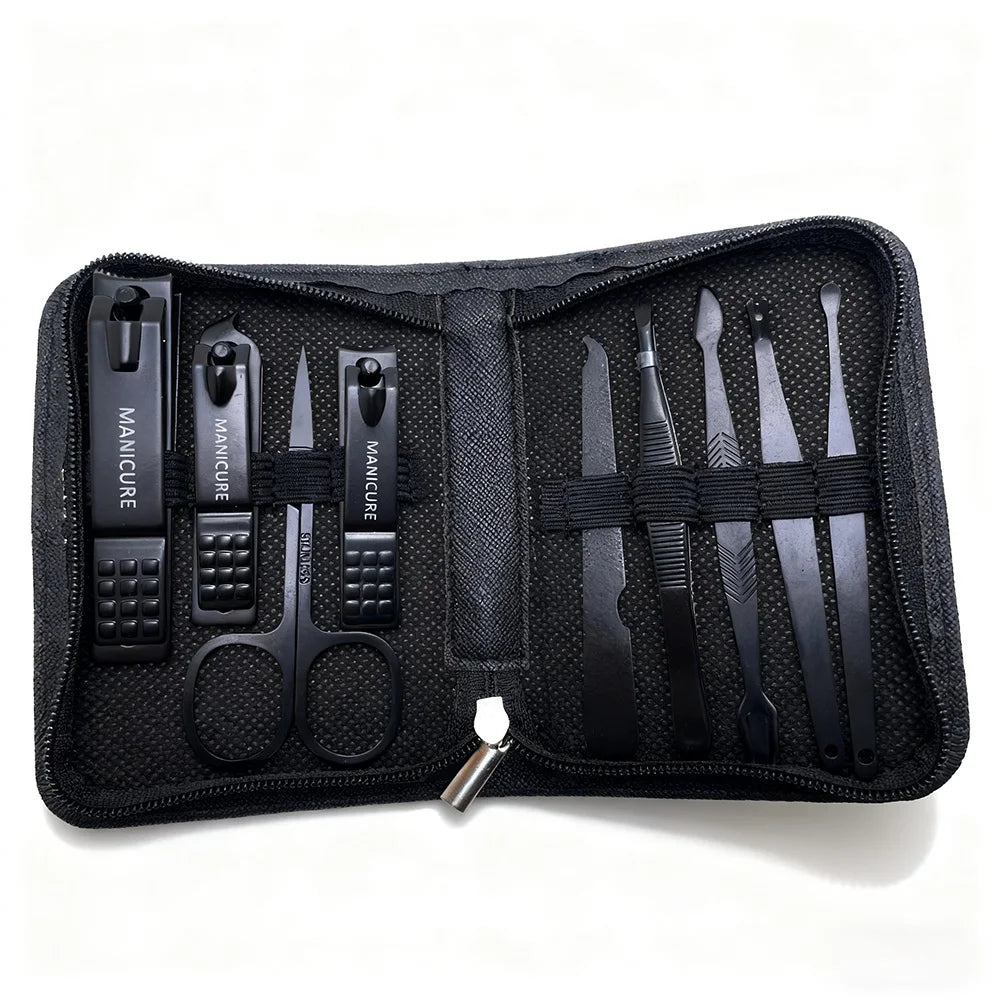 Kit manicure 6 peças com estojo de couro