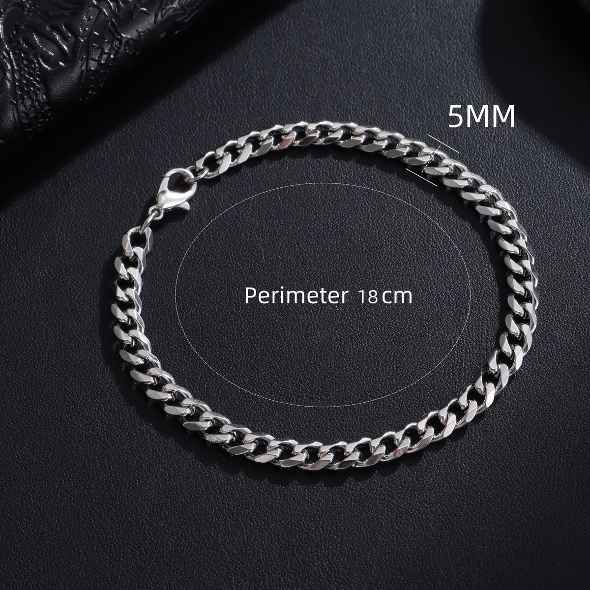 Pulseira masculina corrente cubana de aço inox