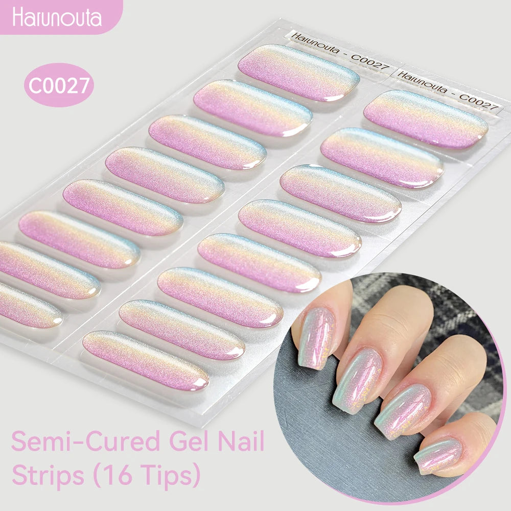 Adesivos de unha em gel semicurado (efeito aurora)