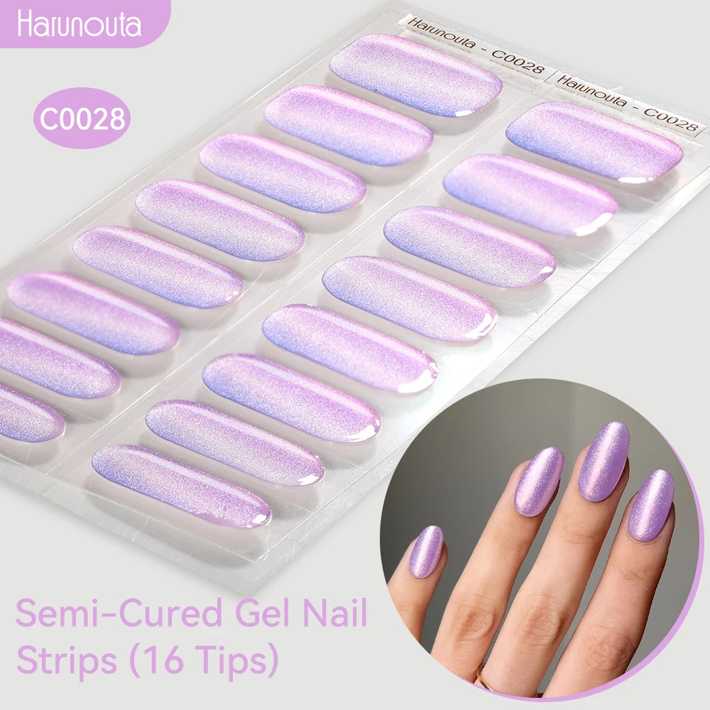 Adesivos de unha em gel semicurado (efeito aurora)