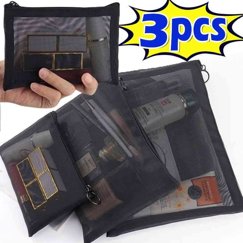 Necessaire transparente de tela (P, M ou kit com 3)