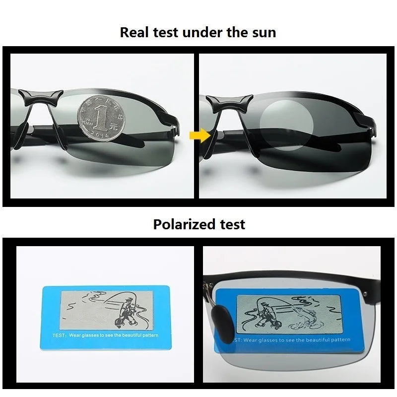 Óculos de sol masculino fotocromático polarizado