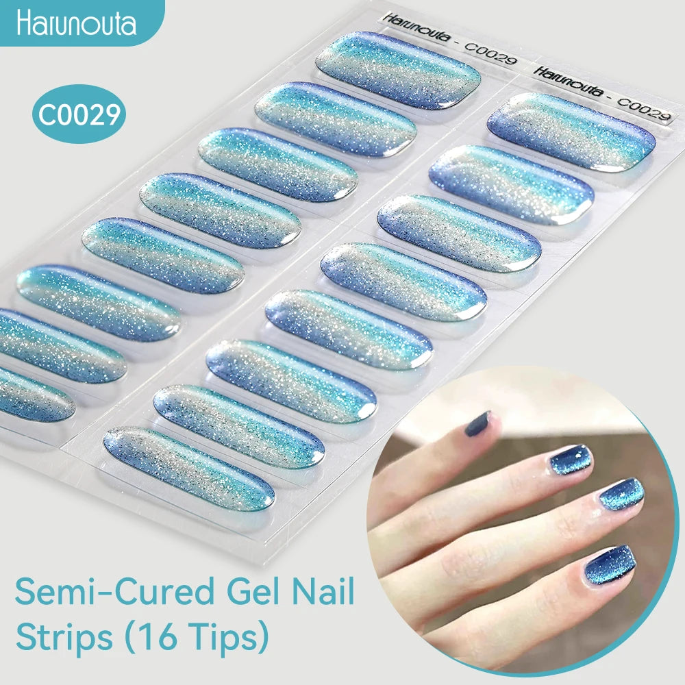 Adesivos de unha em gel semicurado (efeito aurora)