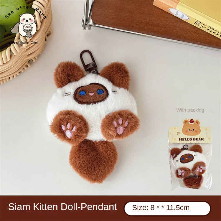 Chaveiro de pelúcia gatinho para bolsa