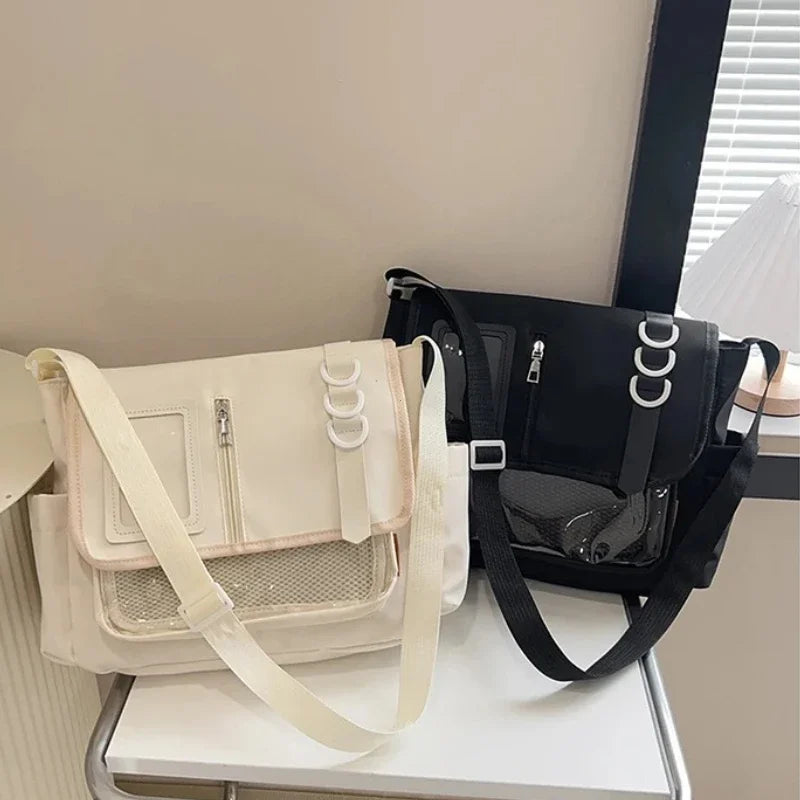 Bolsa transversal Y2K com janela transparente