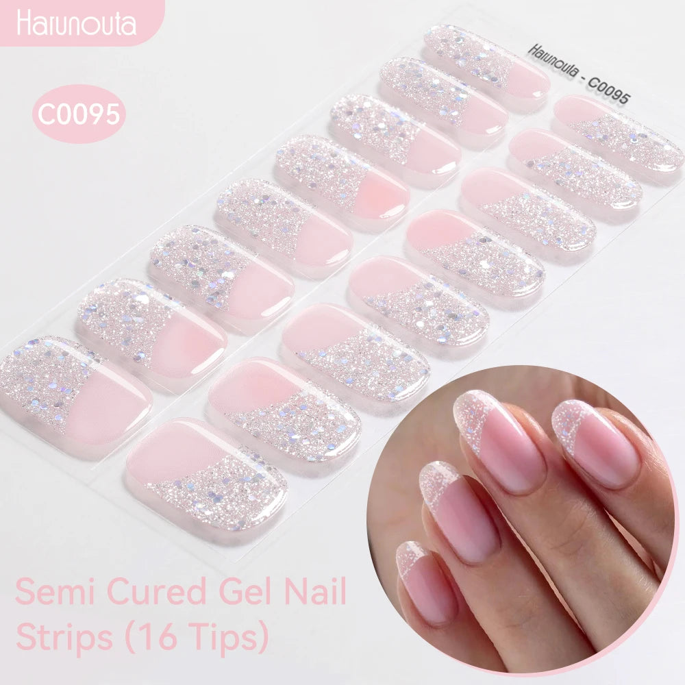 Adesivos de unha em gel semicurado (efeito aurora)