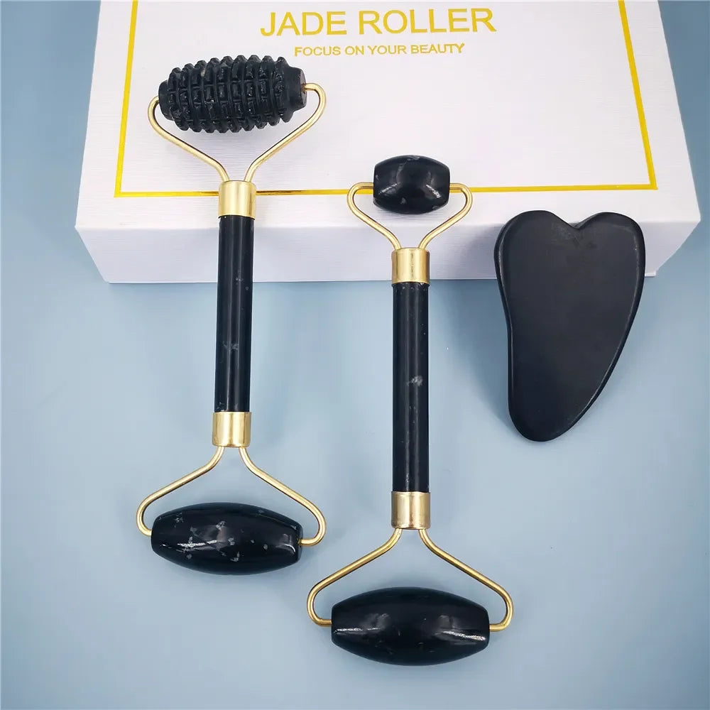 Rolo facial e gua sha de obsidiana