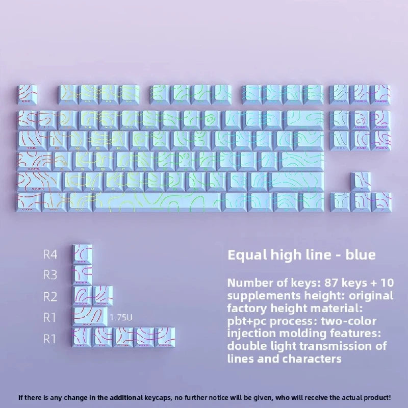 Kit de keycaps PBT com brilho lateral