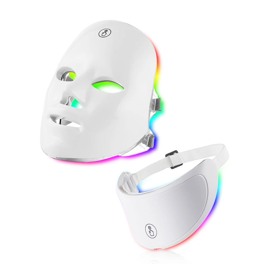 Máscara LED facial e para pescoço com 7 cores