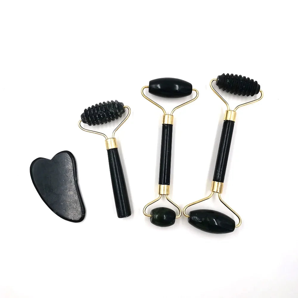 Rolo facial e gua sha de obsidiana