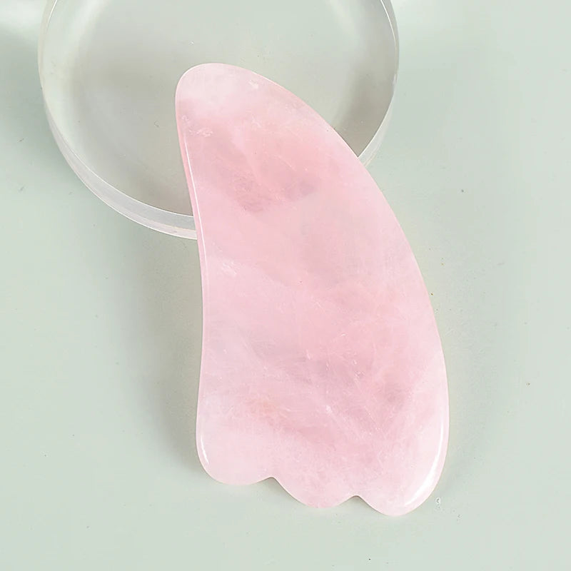 Rolo facial de pedra com ponta dupla e gua sha