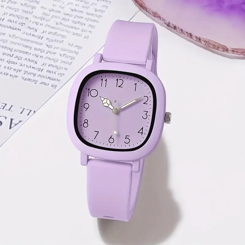 Relógio feminino com pulseira de silicone