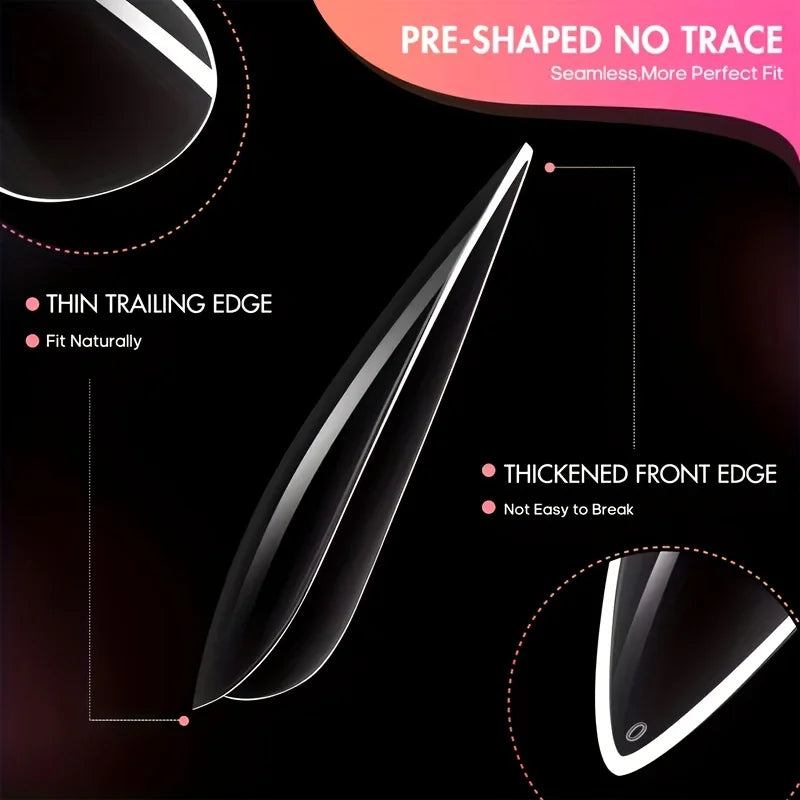 Kit 120 unhas postiças transparentes (12 tamanhos)