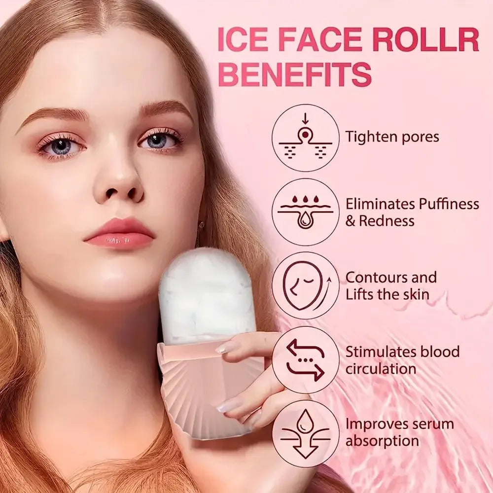 Kit gua sha e rolo de gelo facial em aço inox reutilizável