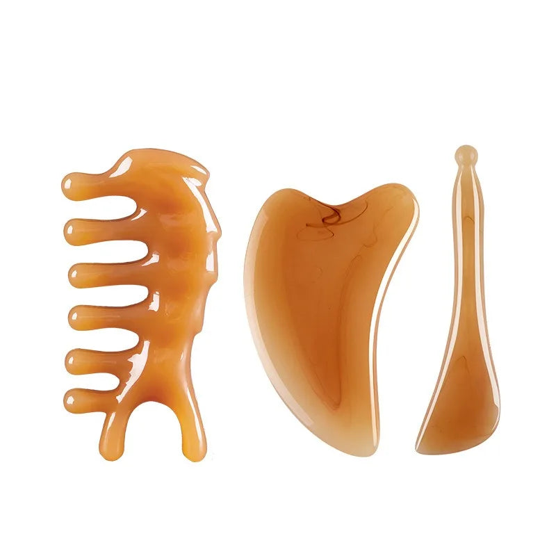 Rolo facial e gua sha de resina (1, 2 ou 3 peças)