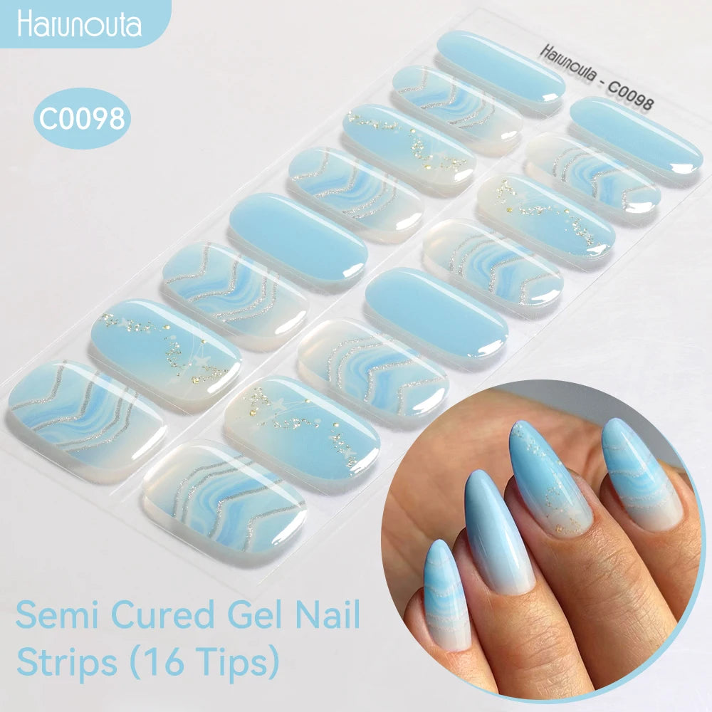 Adesivos de unha em gel semicurado (efeito aurora)