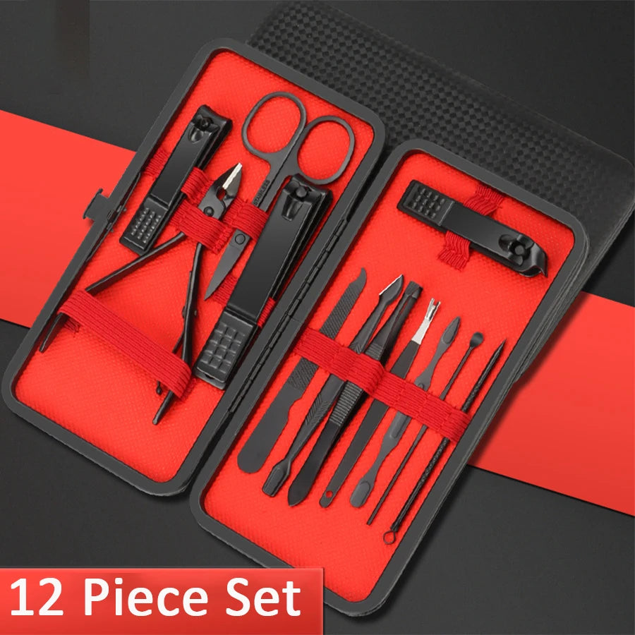 Kit manicure profissional com estojo de couro