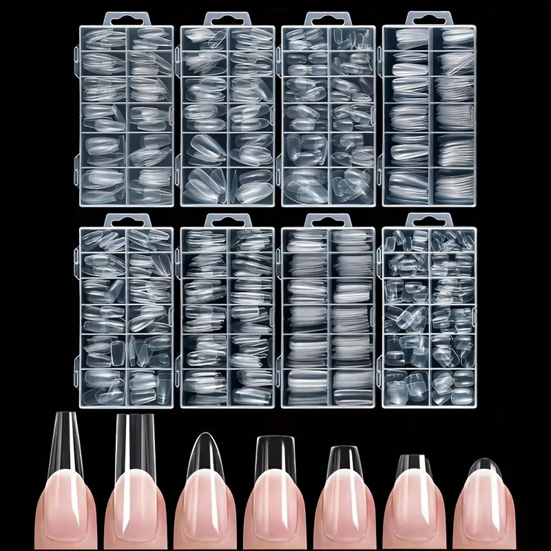 Kit 120 unhas postiças transparentes (12 tamanhos)