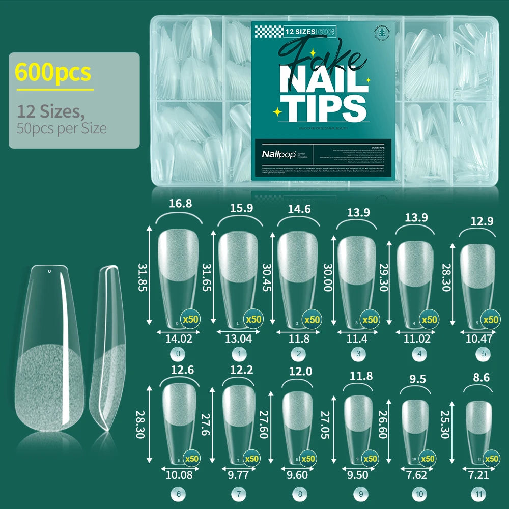 Kit 600 unhas postiças transparentes