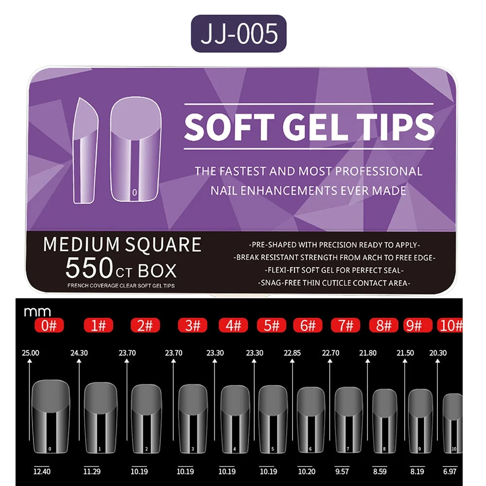 Kit 550 tips de unha em gel macio