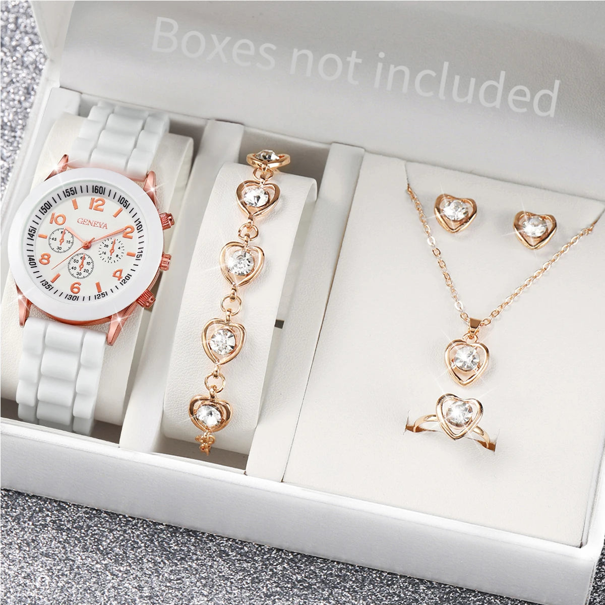 Kit relógio feminino com pulseiras e acessórios