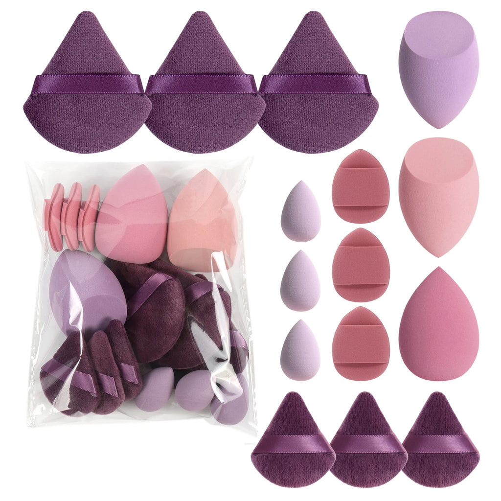 Kit de puffs e esponjas de maquiagem (15 peças)
