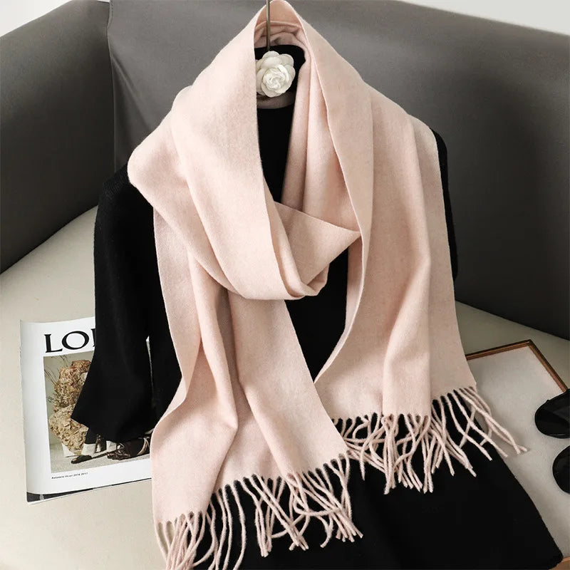 Cachecol pashmina liso com franjas