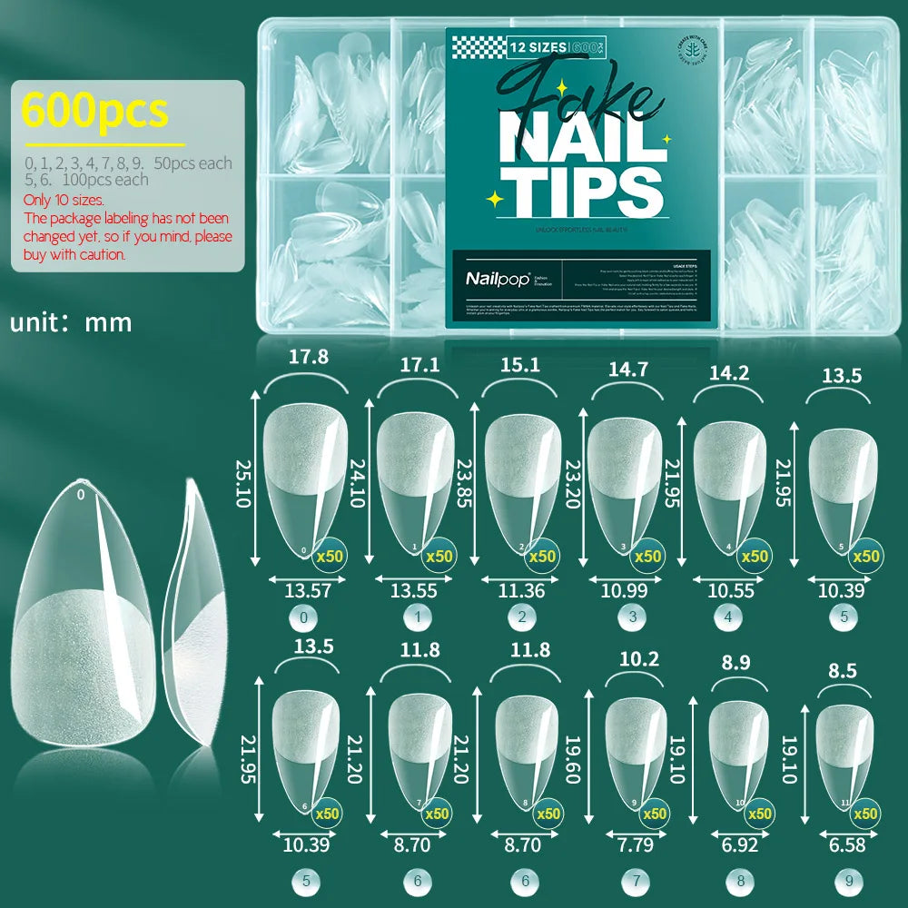 Kit 600 unhas postiças transparentes