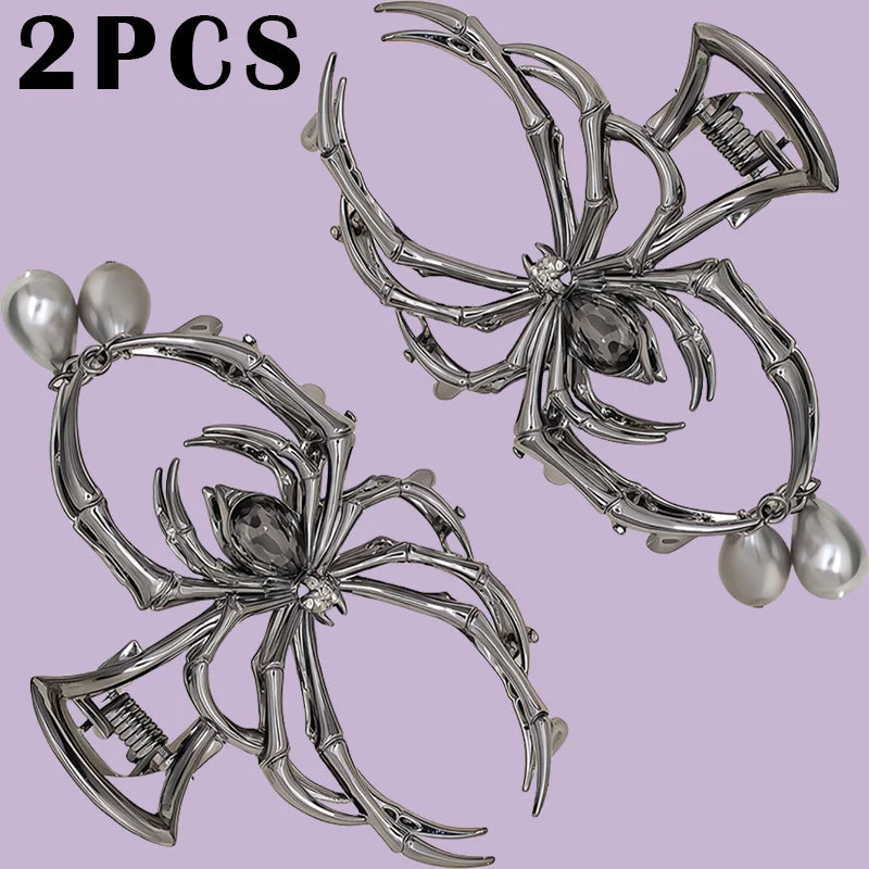 Presilha de cabelo com strass e pérolas estilo Y2K