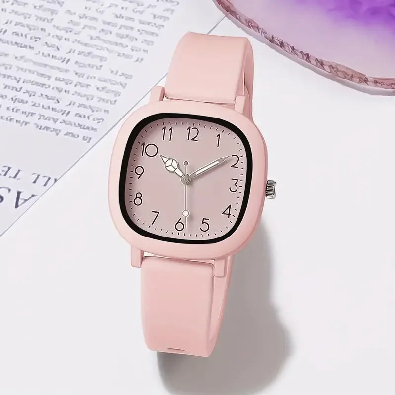 Relógio feminino com pulseira de silicone