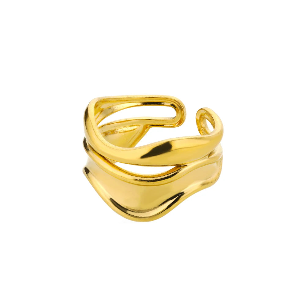 Anel feminino em aço inox 316L dourado