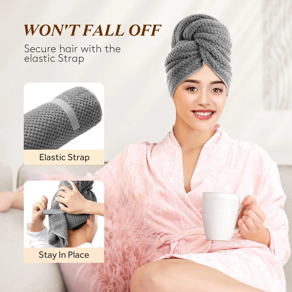 Toalha de cabelo de microfibra extra grande