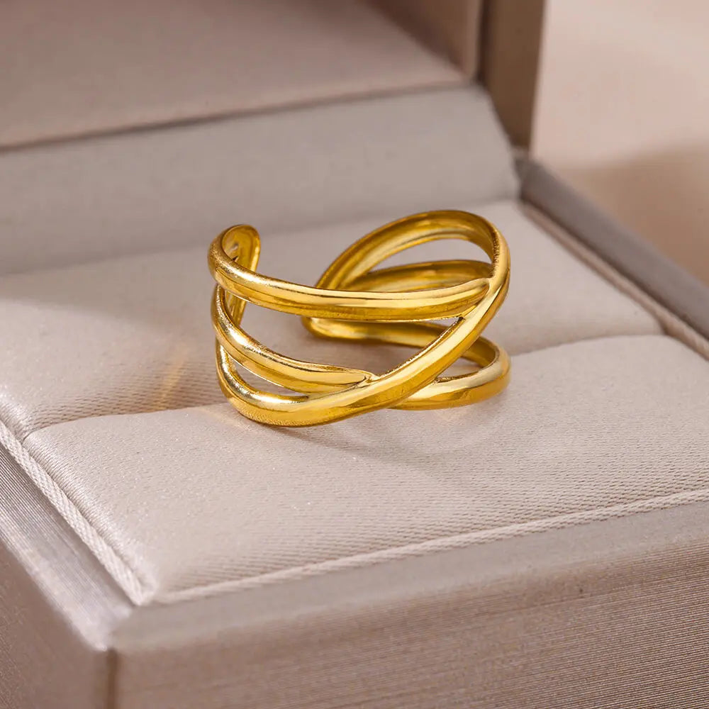 Anel feminino em aço inox 316L dourado