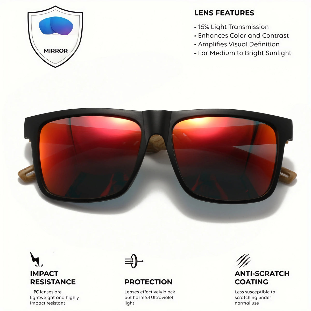 Óculos de sol quadrado com proteção UV400