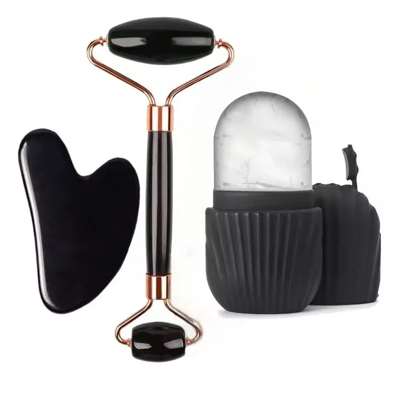 Rolo de gelo facial e gua sha (kit 1, 2 ou 3 peças)