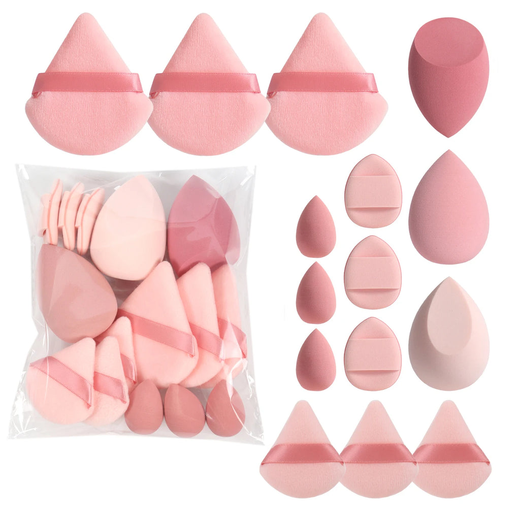 Kit de puffs e esponjas de maquiagem (15 peças)