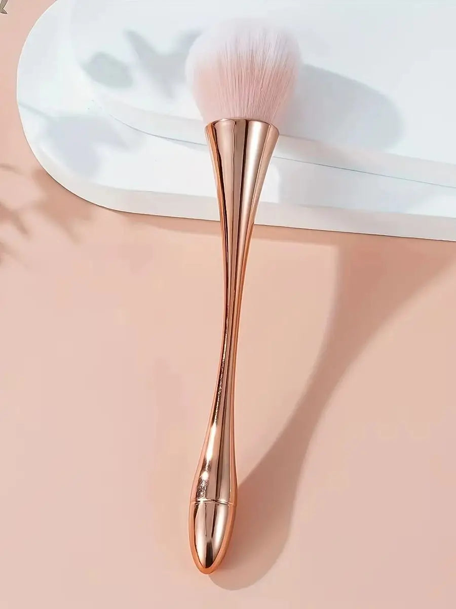 Pincel leque rosé para pó e iluminador