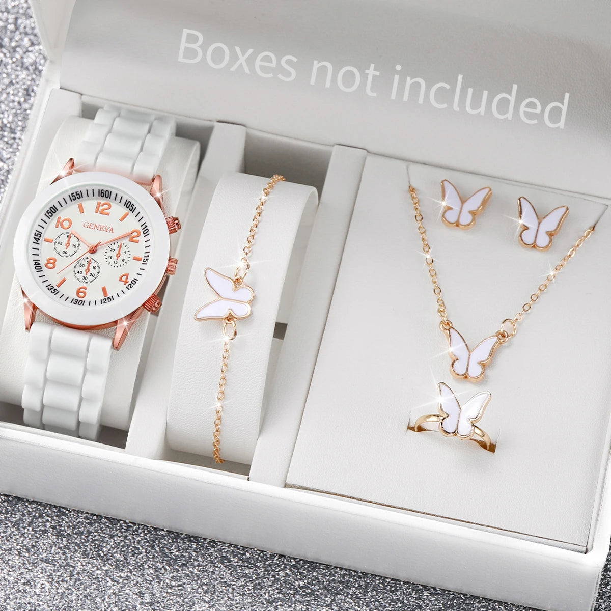 Kit relógio feminino com pulseiras e acessórios