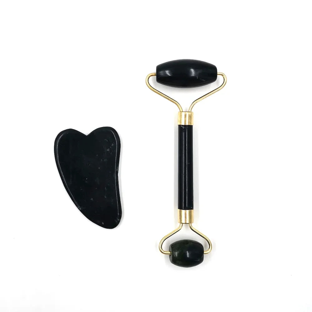 Rolo facial e gua sha de obsidiana