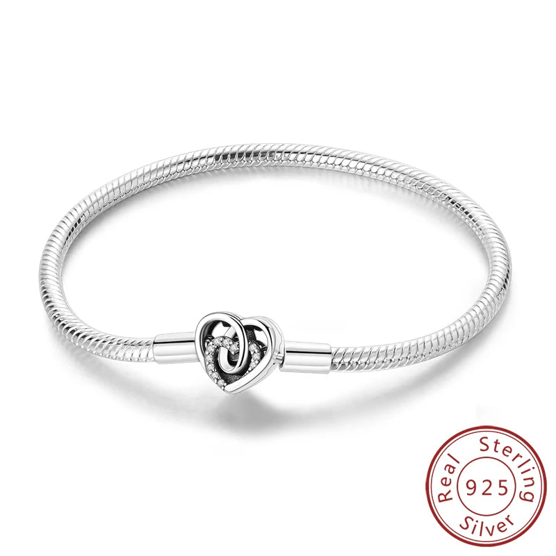 Pulseira de berloques em prata 925 com corações