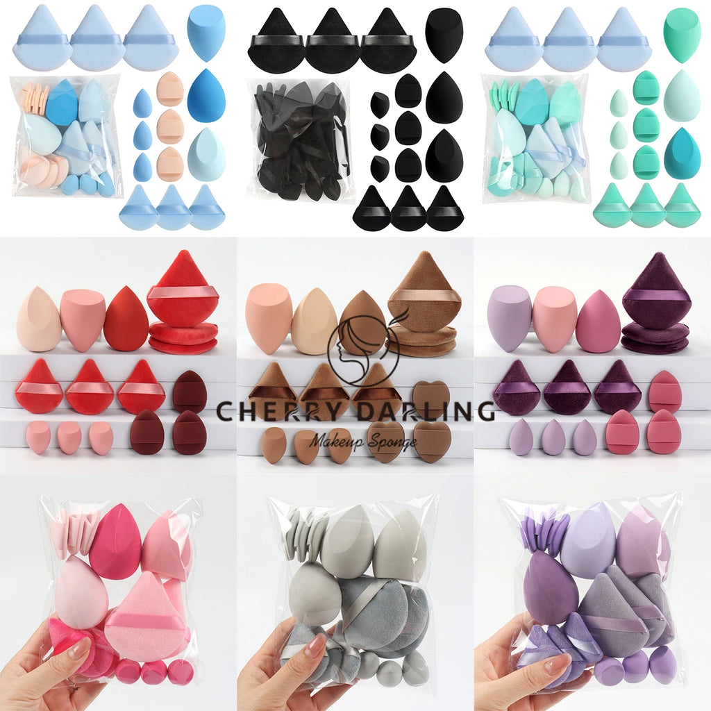Kit de puffs e esponjas de maquiagem (15 peças)