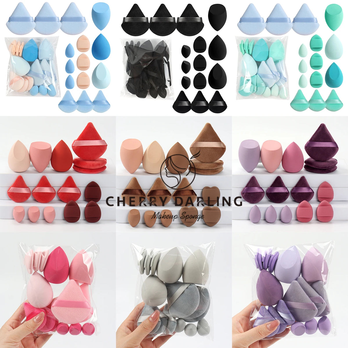Kit de puffs e esponjas de maquiagem (15 peças)