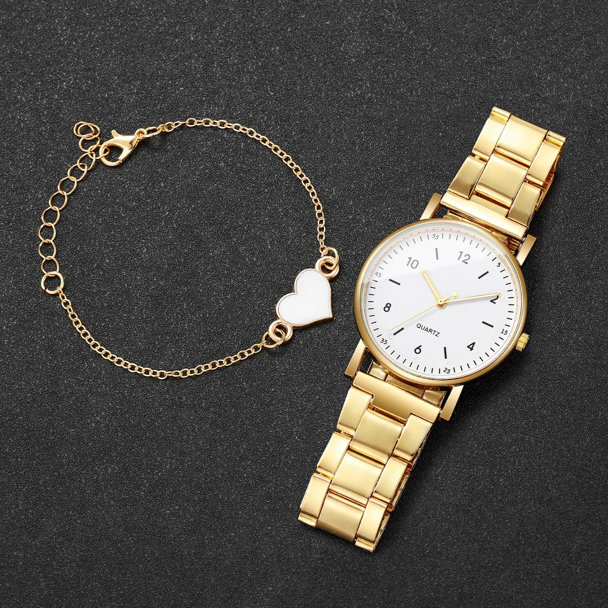 Kit relógio feminino e pulseiras (2 ou 4 peças)