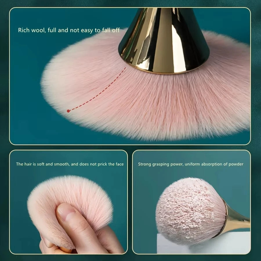 Pincel leque rosé para pó e iluminador
