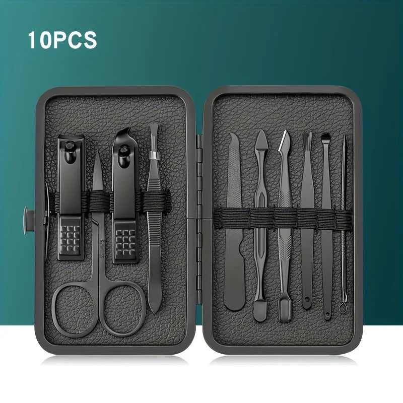 Kit manicure profissional com estojo de couro